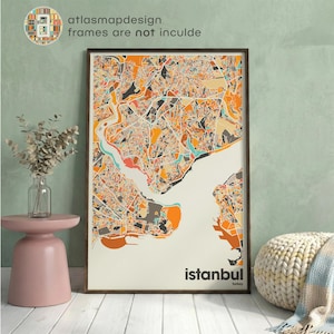 Impression de carte de ville colorée d'Istanbul Turquie – Art mural affiche minimaliste de la ville Chambre à coucher Ankara