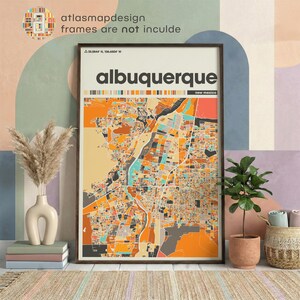 Albuquerque New Mexico Map Print – Colorful Minimalist Wall Art Poster for Home Office Decor, Southwest City Map Gift image 5