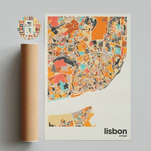 Lisbon Colorful Map, City of Lisbon Map, Lisbon Minimalist  Map, Lisbon Print, Lisbon Poster, Lisbon Art, Map of Lisbon, Portugal City Map