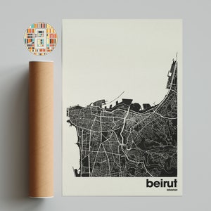 Beirut Colorful Map Print – Minimalist City of Beirut Poster, Lebanon Map Art Wall Decor, Travel Gift