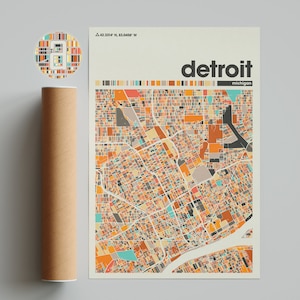 Carte de Detroit, impression de carte de Detroit, carte minimaliste, impression du Michigan, décoration minimaliste, art mural imprimable, salon, décoration d'intérieur, mur de la galerie,