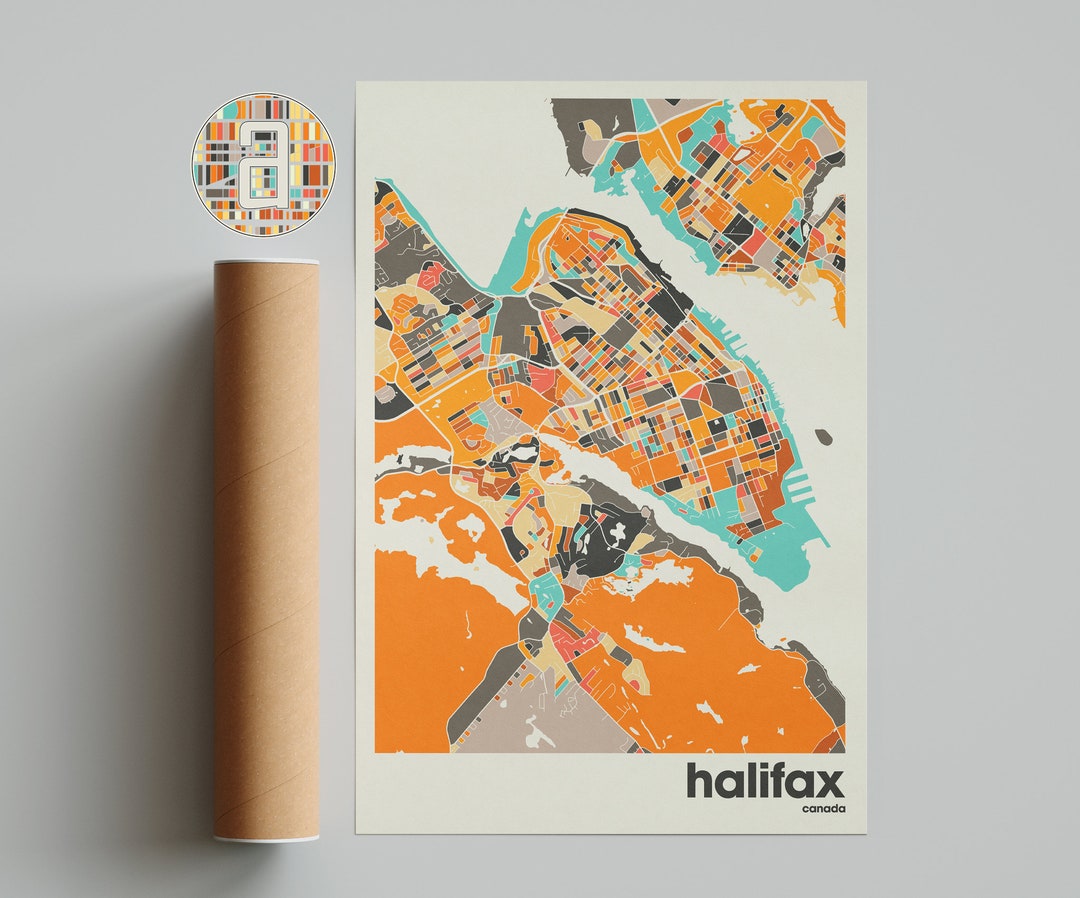 Halifax, Map Print, Colorful Map, Minimalist Halifax Print, Canada City