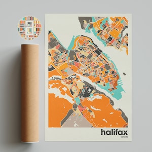 Halifax, Karte Drucken, Bunte Karte, Minimalistisch Halifax Druck, Kanada Stadt Karte, Büro Dekor, Beige Wand-Dekor, Kunstdrucke, druckbare Kunst,