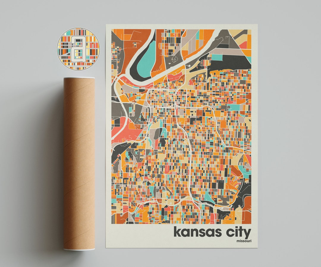 Kansas City Missouri Map Print – Minimalist Modern Poster Wall Art for ...