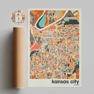 Mapa de la ciudad de Kansas City, Mapa de la ciudad de Missouri, Mapa minimalista de la ciudad, Mapa moderno de la ciudad, Póster personalizado de la ciudad, Impresión de arte mural, Decoración del hogar, Decoración de la oficina