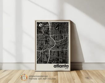Atlanta Georgia City Map Art Print – Modern Minimalist Poster Wall Art for Home or Office