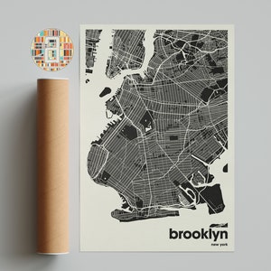 Mapa do Brooklyn, Impressão de Mapa do Brooklyn, Mapa Minimalista, Impressão da Alemanha, Decoração Minimalista, Arte de Parede para Imprimir, Sala de Estar, Decoração de Casa, Parede de Galeria