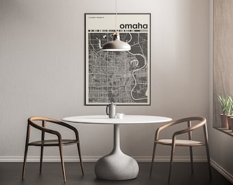 Omaha City Map, Black White, Nebraska City Map, Minimalist City Map, Modern City Map, Custom City Poster, Home Decor, Office Decor