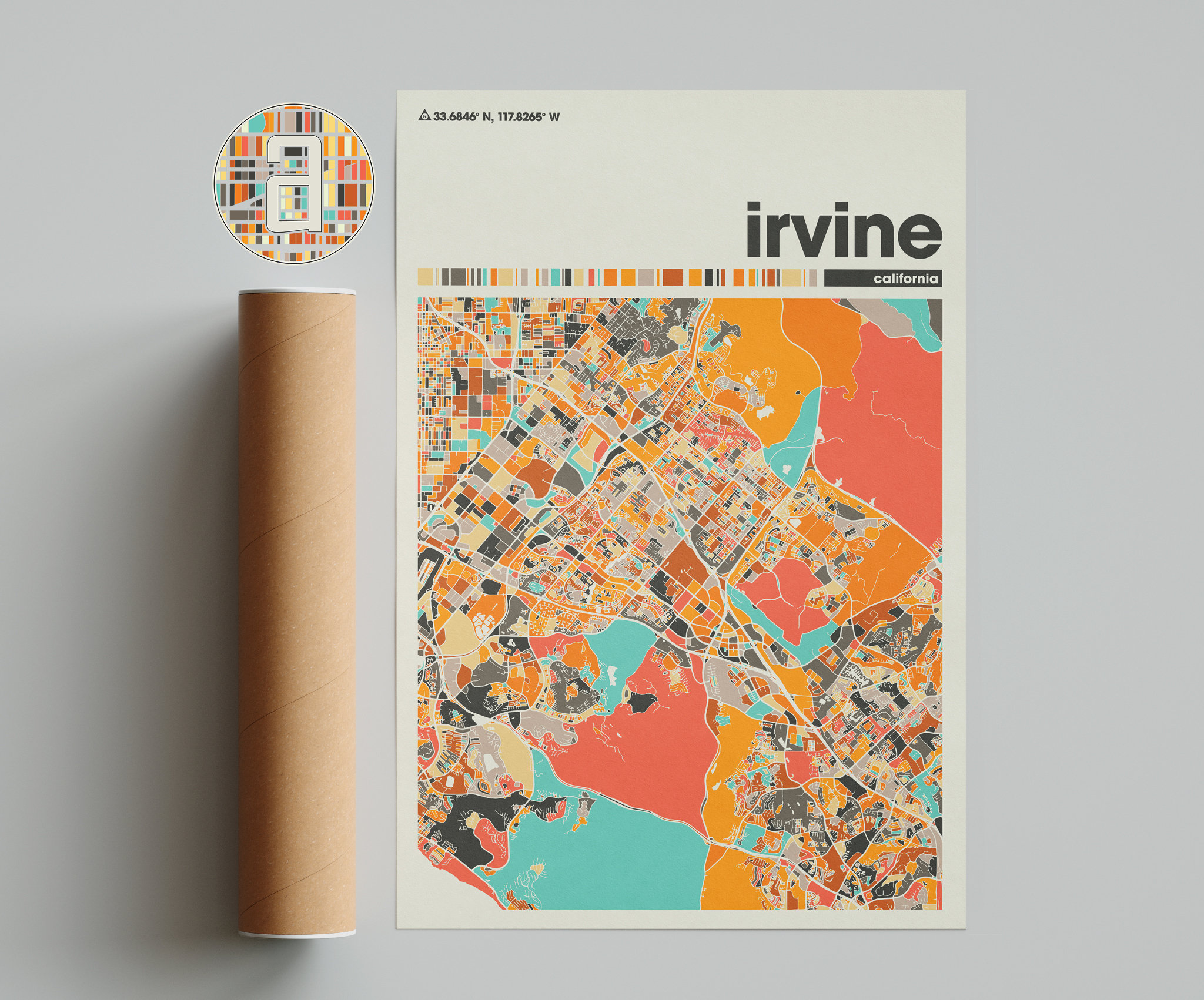Irvine Colorful Map, City of Irvine Map, Irvine Minimalist Map, Irvine ...