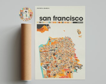 San Francisco California Map Print – Colorful Minimalist City Poster Wall Art for Home & Office Decor