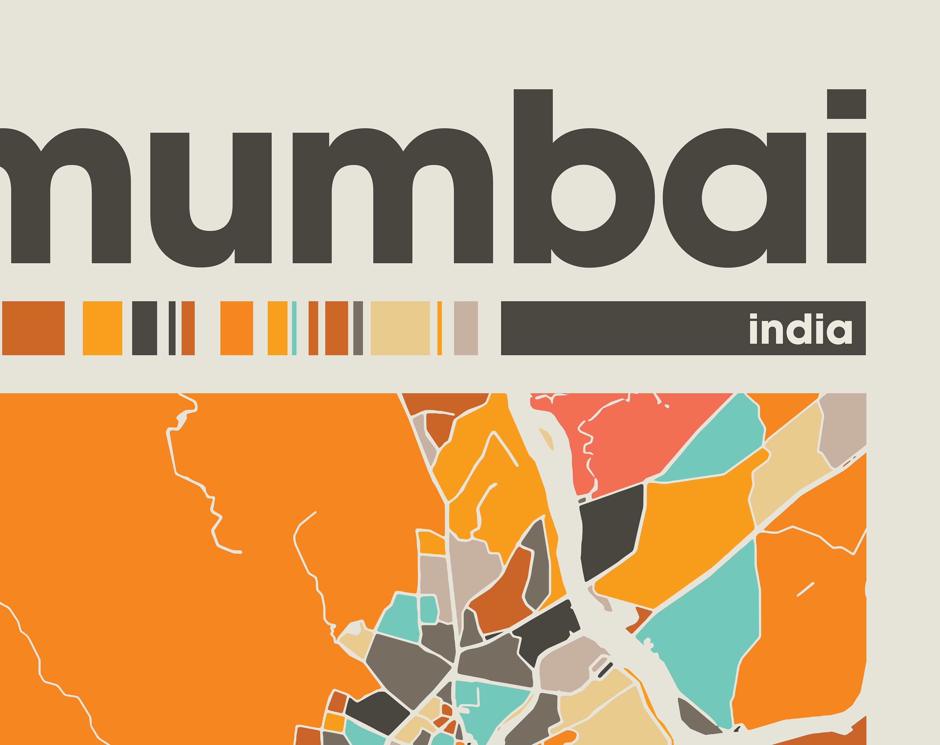 Mumbai Colorful Map City of Mumbai Map Mumbai Minimalist Map Mumbai ...