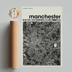 Manchester City Map Print: Minimalist Black and White Wall Art