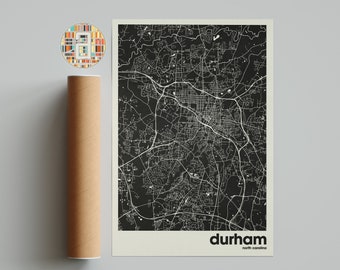 Durham Map, Durham Map Print, Minimalist Map, Durham Print, Minimalist Decor, Printable Wall Art, Living Room, Home Decor, Gallery Wall