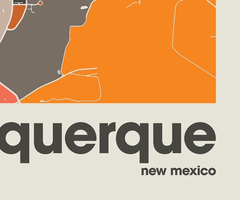Albuquerque Map Print, Colorful Map, Minimalist Albuquerque Print, New