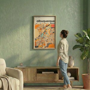 Albuquerque New Mexico Map Print – Colorful Minimalist Wall Art Poster for Home Office Decor, Southwest City Map Gift image 20