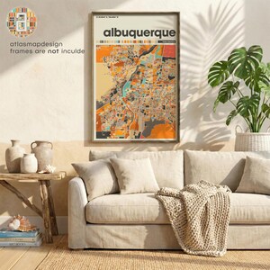 Albuquerque New Mexico Map Print – Colorful Minimalist Wall Art Poster for Home Office Decor, Southwest City Map Gift image 2