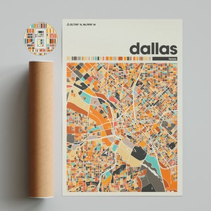 Carte de Dallas, impression de carte de Dallas, carte minimaliste, impression du Texas, décoration minimaliste, art mural imprimable, salon, décoration d'intérieur, mur de la galerie,