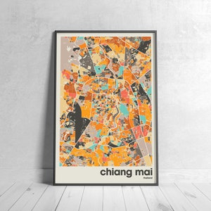 Chiang Mai Thailand City Map Print - Minimalist Wall Art, Home Decor, Living Room Gallery image 16
