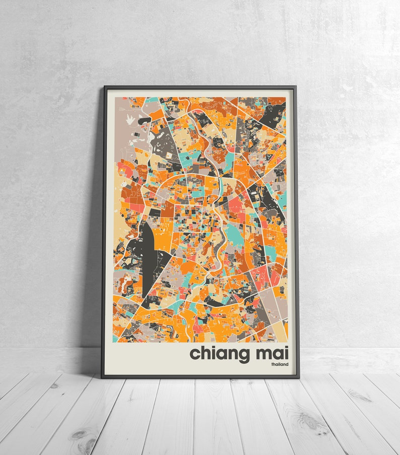 Chiang Mai Thailand City Map Print - Minimalist Wall Art, Home Decor, Living Room Gallery image 16