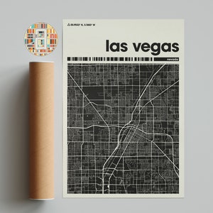 Plan de la ville de Las Vegas, carte de la ville du Nevada, plan de la ville minimaliste, plan de la ville moderne, affiche personnalisée de la ville, impression d'art mural, décoration d'intérieur, décoration de bureau