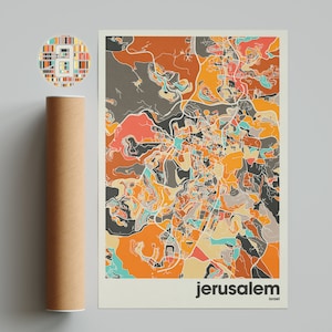 Jerusalem City Map Print: Modern Home & Office Decor