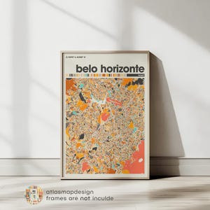 Impresión del mapa de Belo Horizonte, Brasil: arte minimalista de la ciudad de Brasil, decoración de pared moderna de Belo Horizonte, póster del mapa de la ciudad