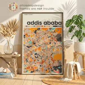 Impresión del mapa de Adís Abeba, Etiopía: póster minimalista moderno para pared, decoración para el hogar o la oficina
