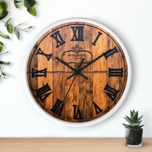 Whiskey Barrel Wall Clock, gift for him, whiskey, Johnnie Walker barrel, drinkers clock image 8