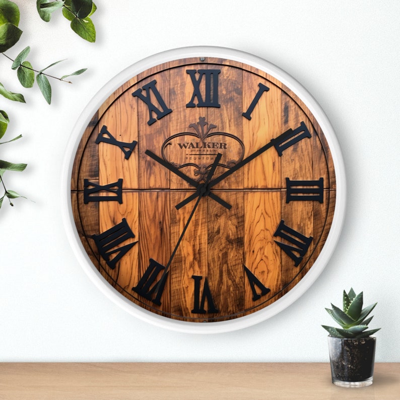 Whiskey Barrel Wall Clock, gift for him, whiskey, Johnnie Walker barrel, drinkers clock image 8