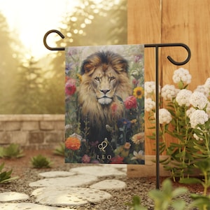 Leo Garden Banner,  Zodiac Gifts, Birthday Gift, garden banner, Leo zodiac gift, Unique Zodiac Gift, Gift for her, garden gift