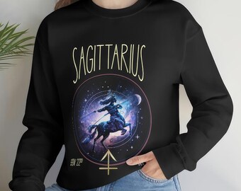 Sudadera Sagitario, regalo del zodiaco Sagitario, regalos para ella, regalo para Sagitario, sudadera de cuello redondo unisex.