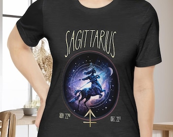 Schütze Shirt, Schütze Sternzeichen Geschenk, Schütze Kunstdruck, Geschenk für Schütze, Unisex Jersey Kurzarm T-Shirt