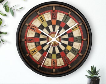 Retro Dartboard Clock, dart gifts, bar gifts, dart board, gifts for him, man cave, pub clock, game of darts