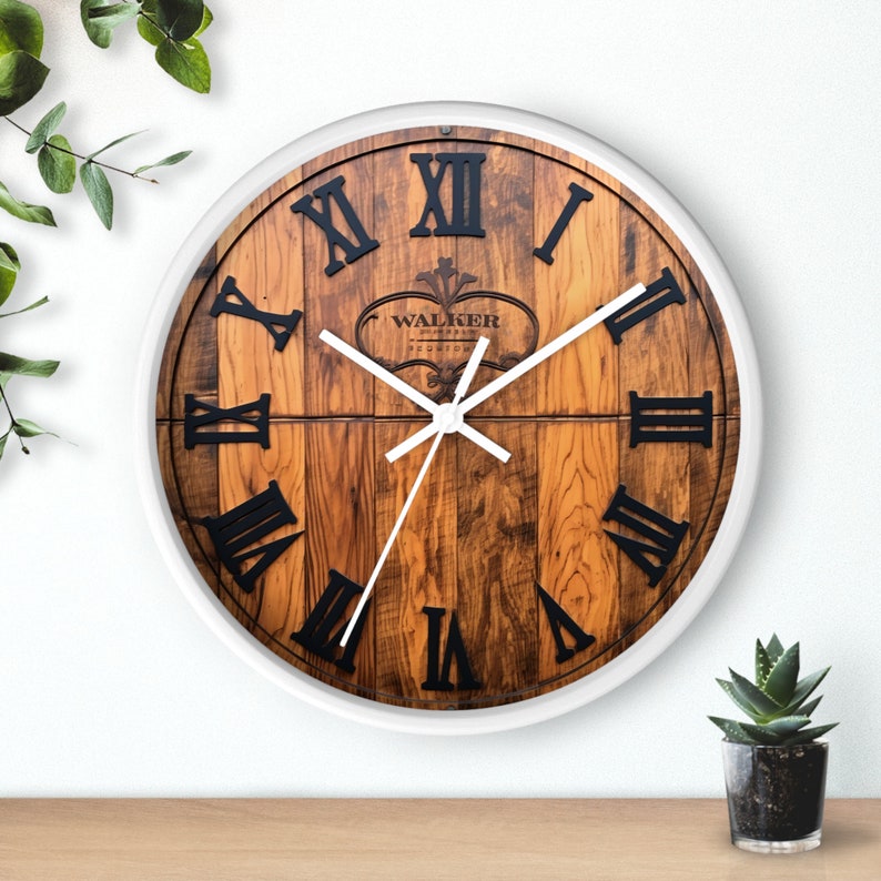 Whiskey Barrel Wall Clock, gift for him, whiskey, Johnnie Walker barrel, drinkers clock image 9