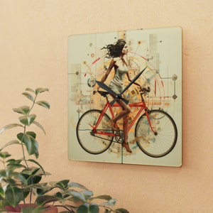 Modern Female Cyclist Clock, Cyclist Clock, Biker Gifts, Bike Lover Gift, Cyclist Clock, Cycling Gifts, Gift for her, Gift for him.