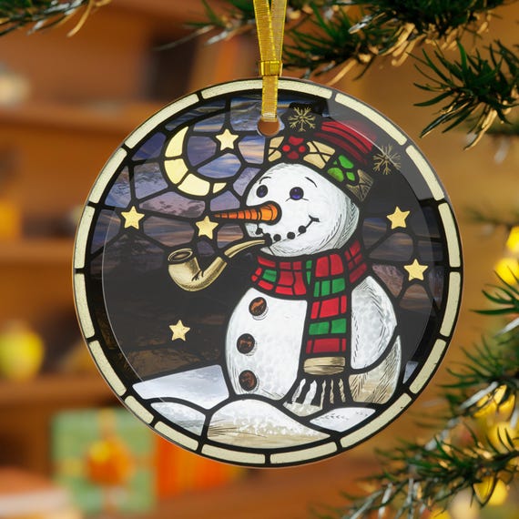 Pupazzo Di Neve In Vetro Soffiato A Mano Per Albero Di Natale | Collezione Blu Brillante Con Glitter, 3,6 Cm, Decorazione Natalizia Artigianale, Regalo Unico Per Feste