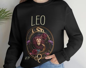 Sudadera Leo, regalo del zodiaco Leo, regalos para ella, sudadera Leo, regalo para Leo, sudadera unisex con cuello redondo