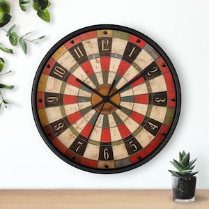 Retro Dartboard Clock, dart gifts, bar gifts, dart board, gifts for him, man cave, pub clock, game of darts