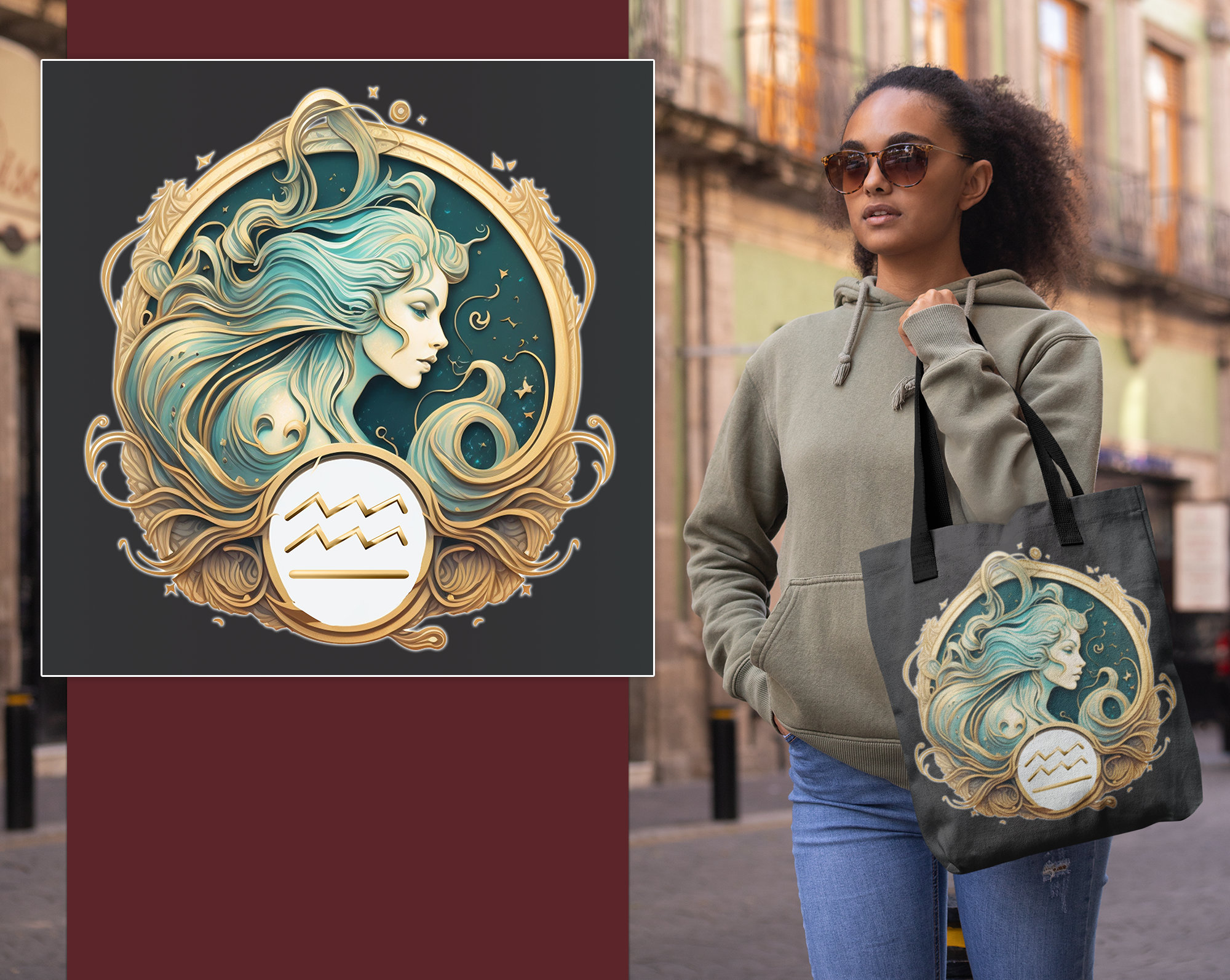 Aquarius Zodiac Tote Bags, Aquarius Gift, Zodiac Tote Bag Canvas