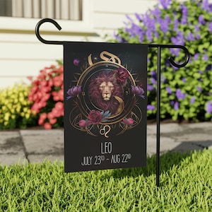 Leo Garden Banner,  Zodiac Gifts, Birthday Gift, garden banner, Leo zodiac gift, Unique Zodiac Gift, Gift for her, garden gifts
