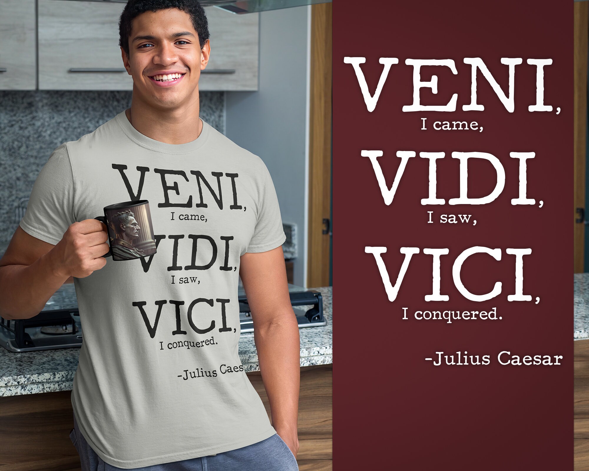 1 LEFT Vidi Vici Veni men's Humor T-shirt -  Israel