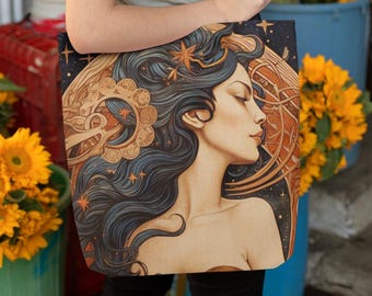 Gemini tarot Inspired Zodiac Tote Bags, Gemini gift, Zodiac tote bag canvas, Gemini zodiac gift, Unique Zodiac Gift, Gift for her