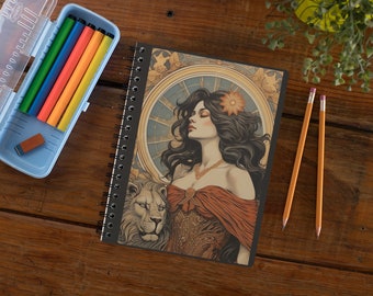 Leo tarot Inspired Notebook, Leo notebook, tarot notebook, zodiac journal, tarot journal, astrology Notebook, gift for her