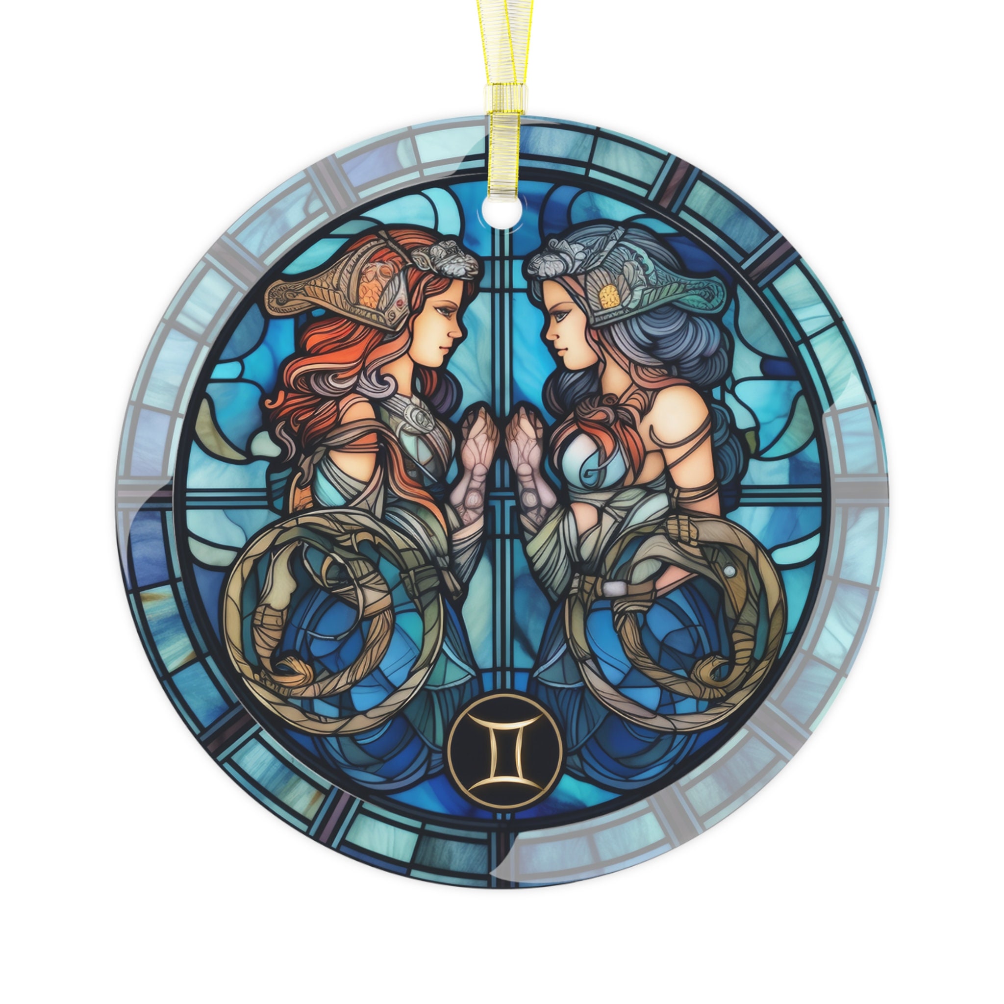 Gemini Stainedglass Design Ornament, Stained Glass, Zodiac Ornament