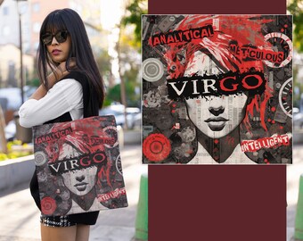 Virgo punk rock Tote Bags, Virgo Tote Bags, punk rock Tote Bags, zodiac Tote Bags, astrology Tote Bags, horoscope, gift for her, grunge