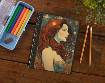 Cuaderno inspirado en el tarot de Acuario, cuaderno de Acuario, cuaderno de tarot, diario del zodiaco, diario del tarot, cuaderno de astrología, regalo para ella