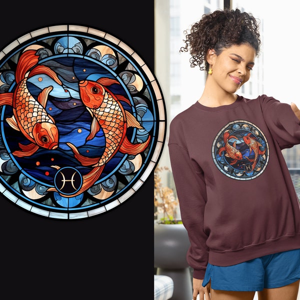 Pisces stained glass Sweatshirt, Pisces Sweatshirt, stained glass Sweatshirt, zodiac Sweatshirt, astrology Sweatshirt, gift for her