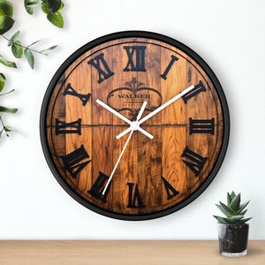 Whiskey Barrel Wall Clock, gift for him, whiskey, Johnnie Walker barrel, drinkers clock image 5