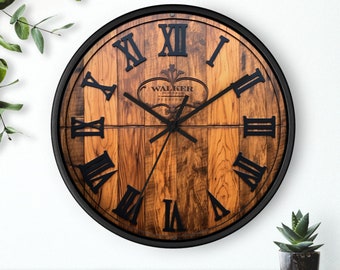 Whiskey Barrel Wall Clock, gift for him, whiskey, Johnnie Walker barrel, drinkers clock