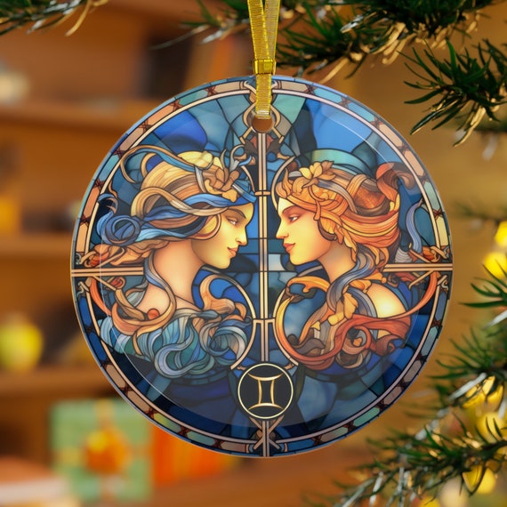Gemini Stained-glass Design Ornament, Stained Glass, Zodiac